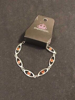 Paparazzi silver & orange bracelet
